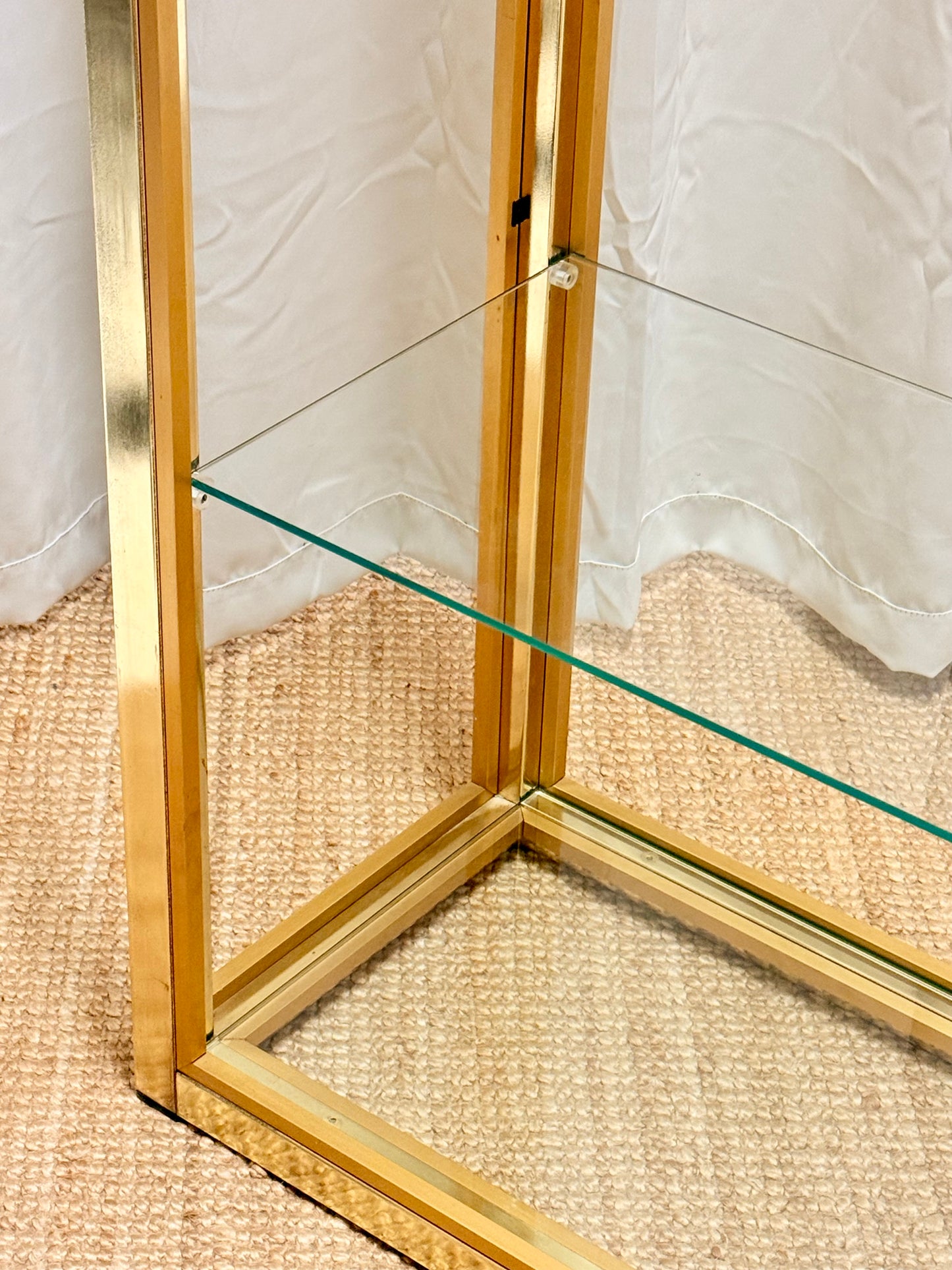 Italian Mid-Century Gilt Brass Etagere by Renato Zevi - Vintage Glass Shelves 202cm