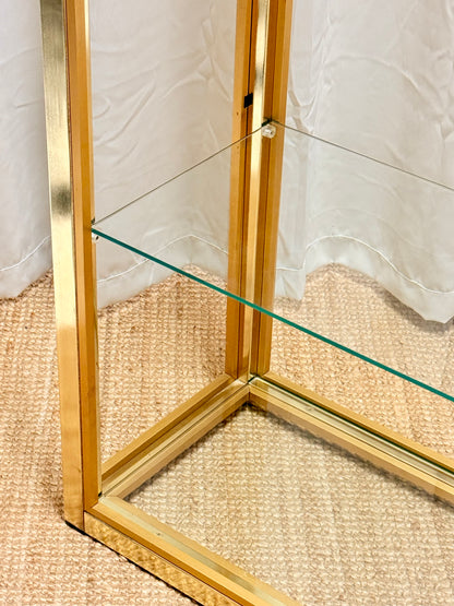 Italian Mid-Century Gilt Brass Etagere by Renato Zevi - Vintage Glass Shelves 202cm