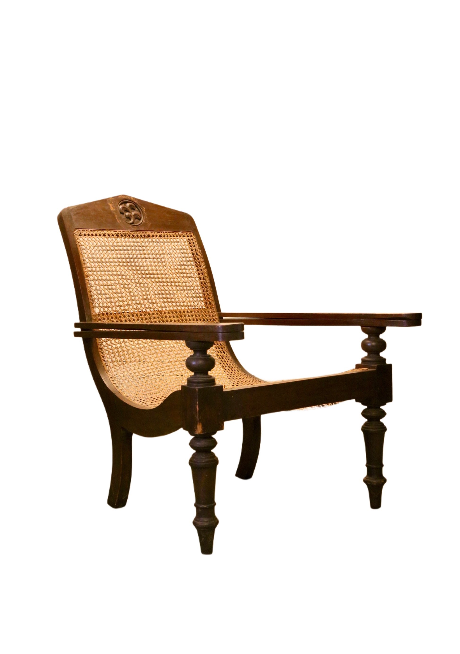 Large Plantation Woven Cane and Mahogany Lounge Chair – Dancashe