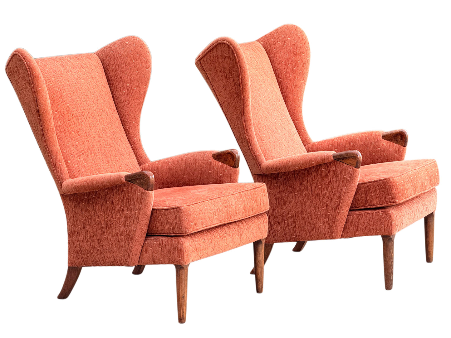 Matched Pair Vintage Parker Knoll PK757 Wingback Lounge Armchairs Mid Century