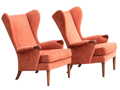 Matched Pair Vintage Parker Knoll PK757 Wingback Lounge Armchairs Mid Century