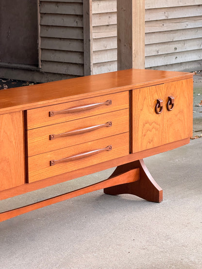 Beautility Teak Sideboard, Mid-Century Masterpiece with Sculptural Trestle Base, 1960s British Craftsmanship