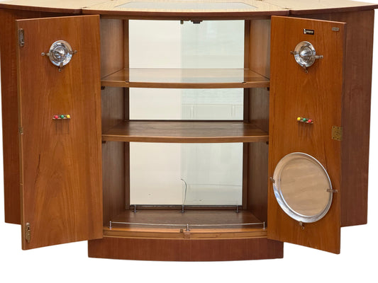 Vintage Turnidge of London Teak Cocktail Bar Cabinet – Mid-Century Flip-Top, 1960s