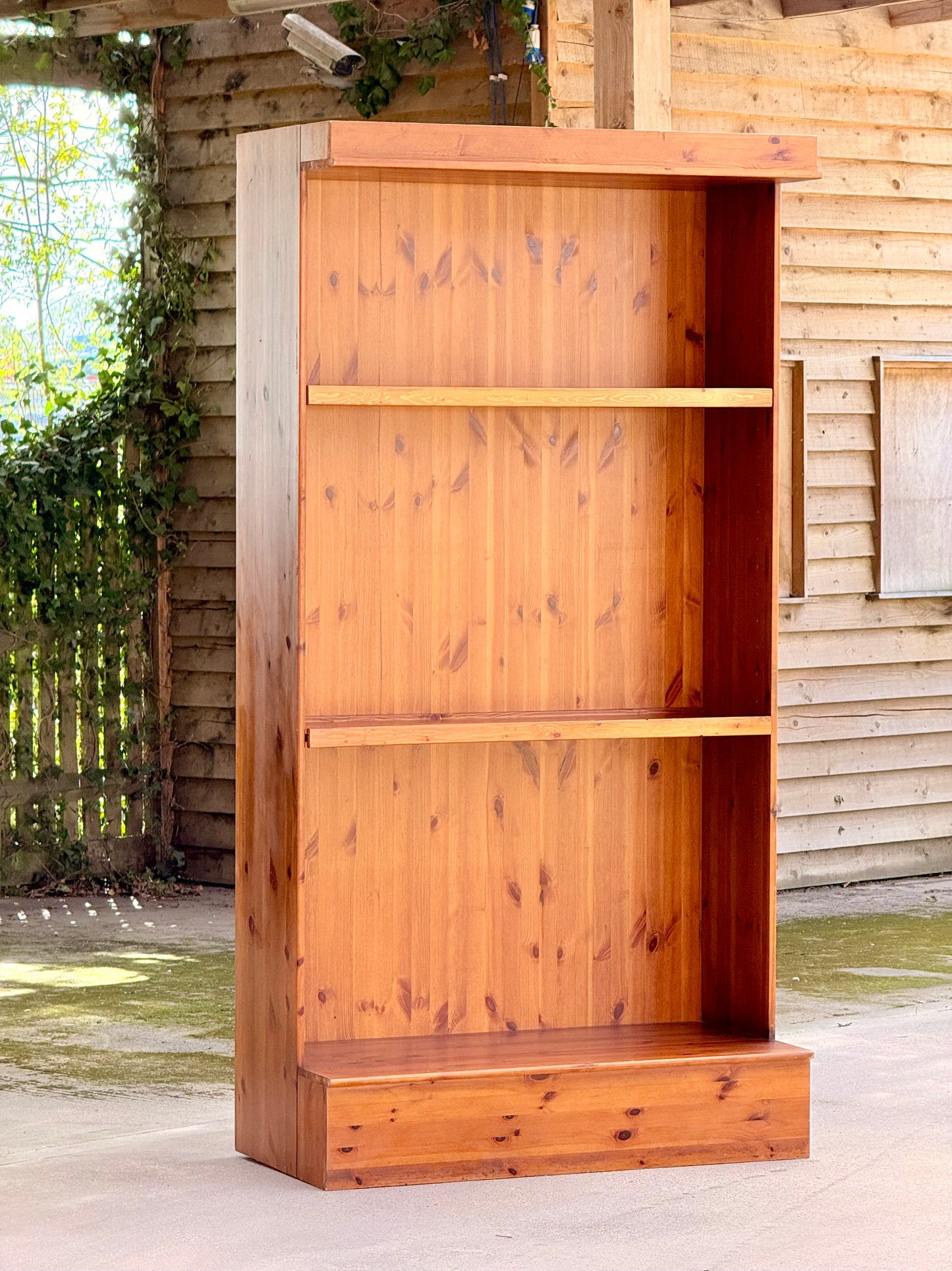 Large Solid Pine Open Bookcase H235cm × W122.5cm × D60cm Rustic Traditional Shelving Unit