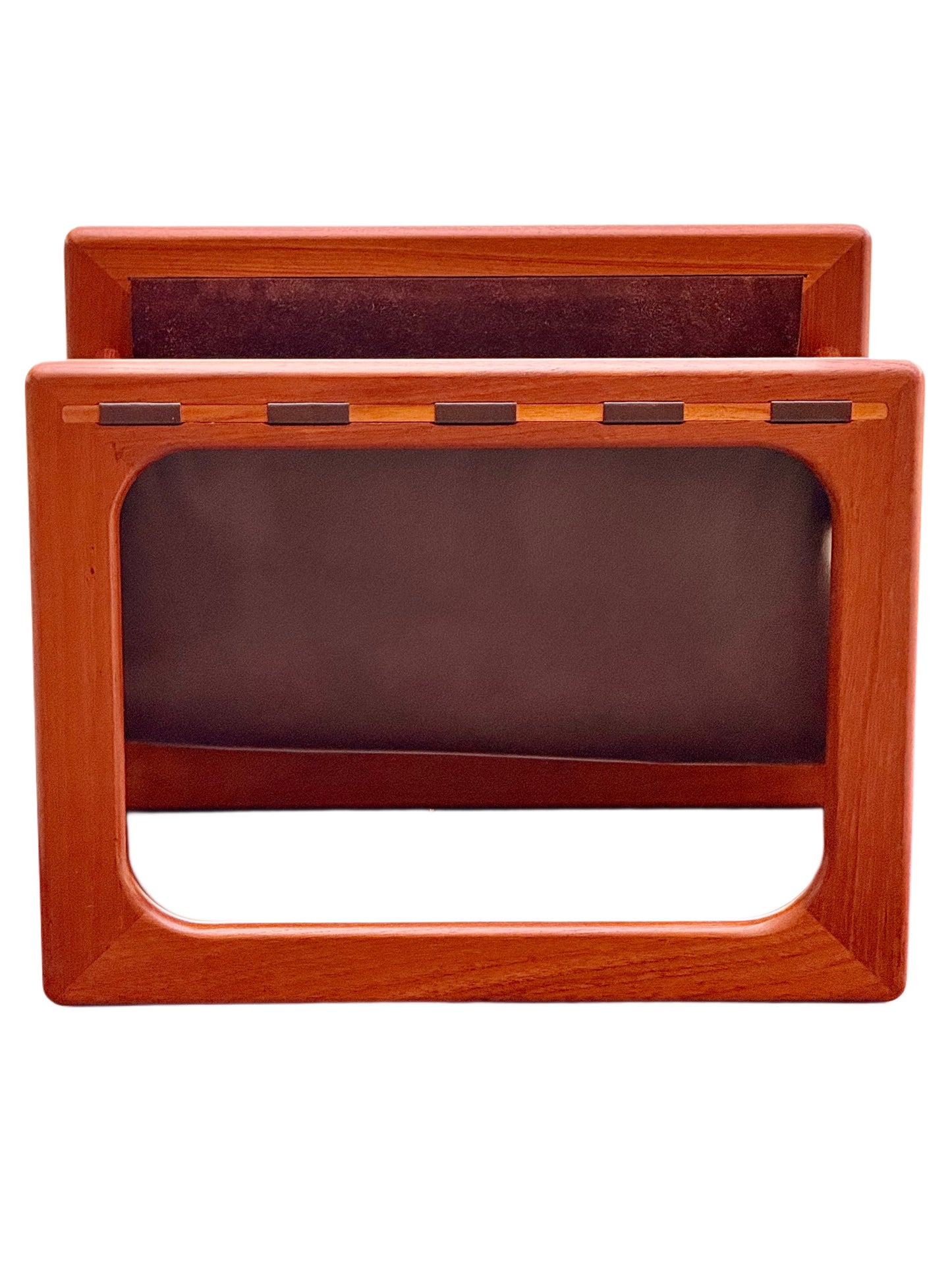 Aksel Kjersgaard for Salin Møbler Danish Teak & Twin Leather Magazine Rack