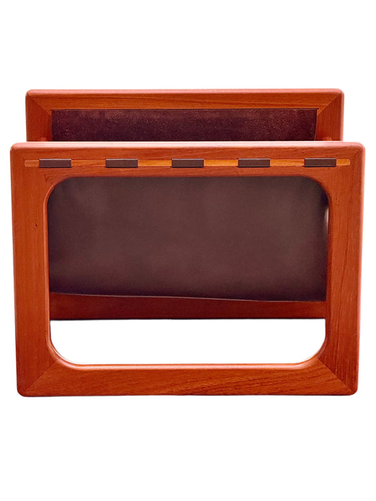 Aksel Kjersgaard for Salin Møbler Danish Teak & Twin Leather Magazine Rack