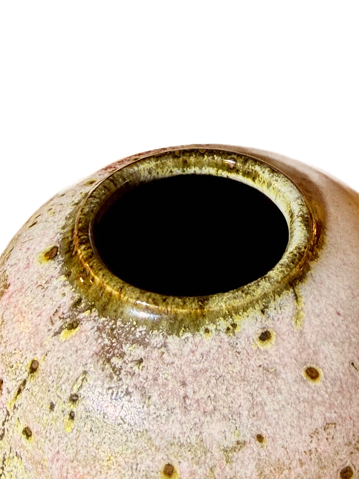 Gérald Pott (1936–2021) Wood-Fired Stoneware Vase – Bulbous Form, Multicoloured Reduction Glaze