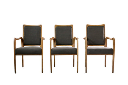Set of 4 Mid Century Modern Danish Design Sculpted Oak Armchairs