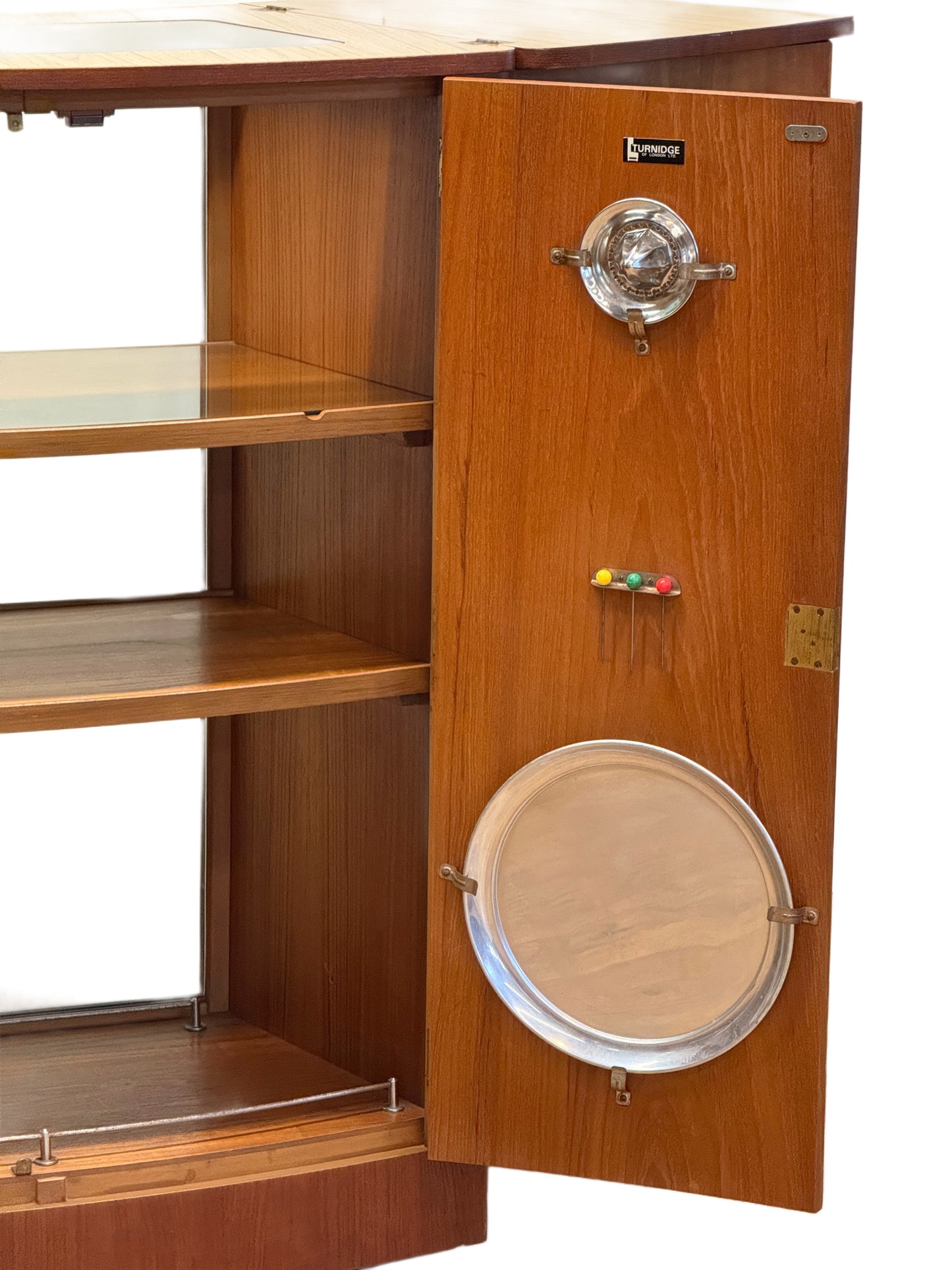 Vintage Turnidge of London Teak Cocktail Bar Cabinet – Mid-Century Flip-Top, 1960s