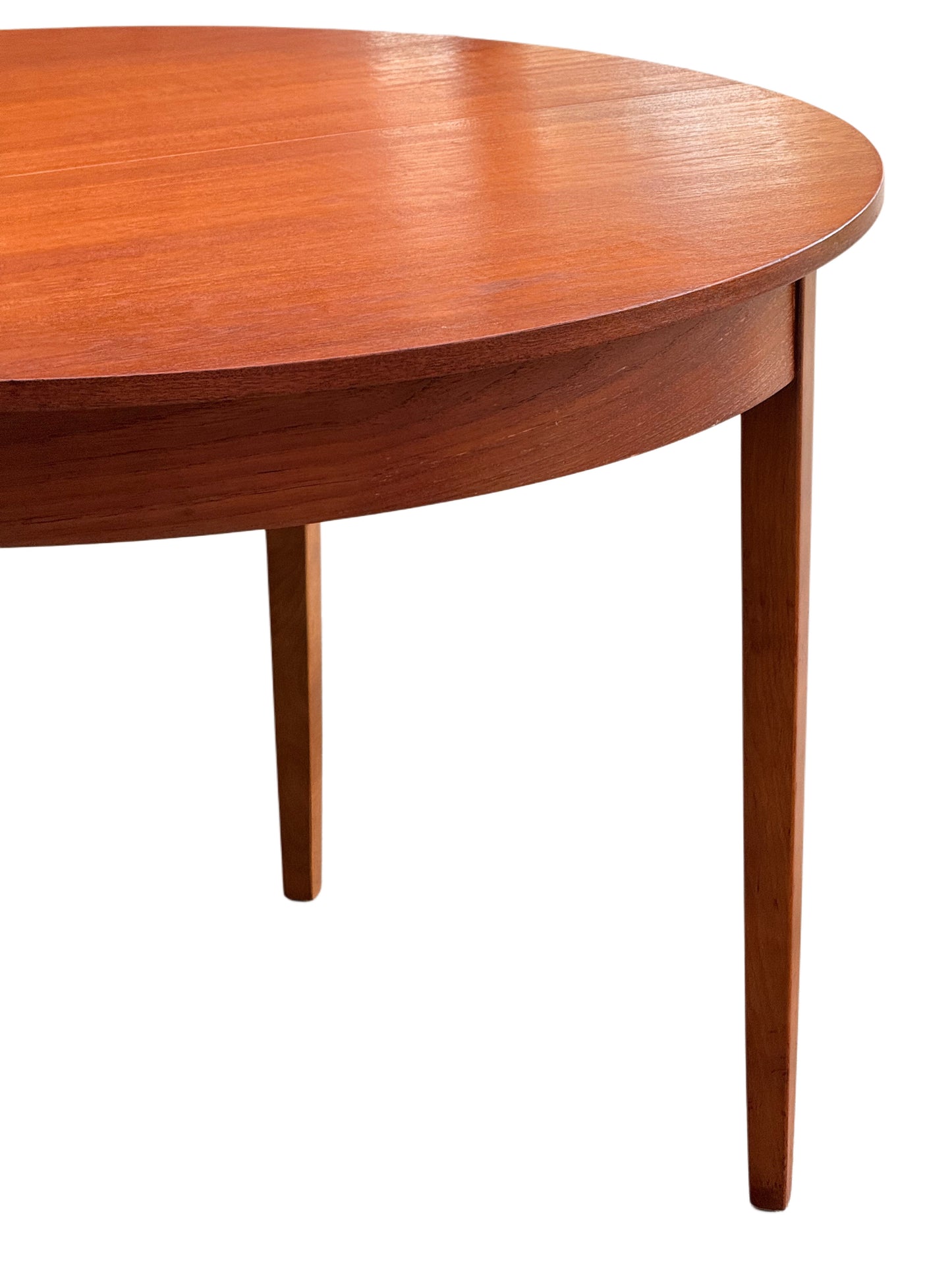 Mid Century Danish Design Round Teak Extending Dining Table.