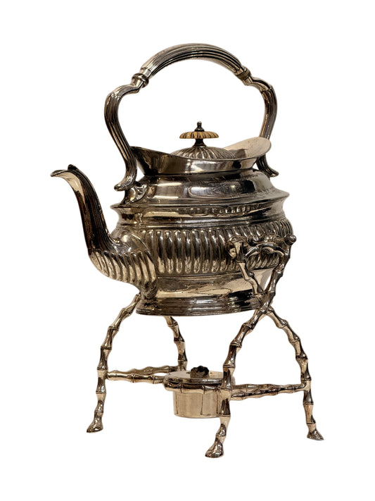 James Dixon & Sons Victorian Silver Plated Spirit Kettle on Stand with Burner