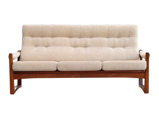 Guy Rogers Virginia 3 Seater Sofa - Afromosia Teak Beige - Mid Century Modern