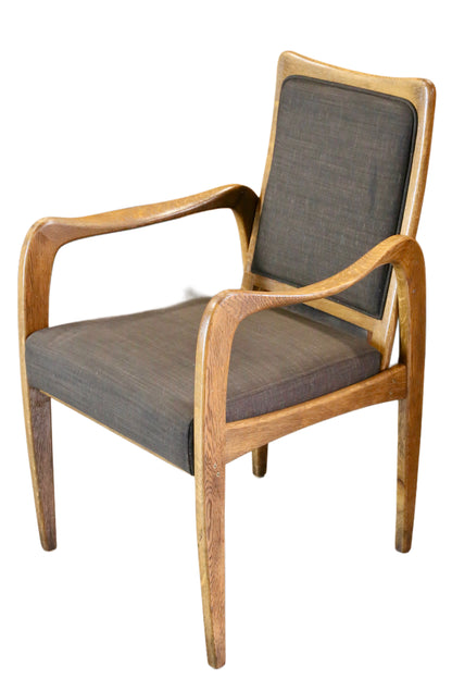 Set of 4 Mid Century Modern Danish Design Sculpted Oak Armchairs