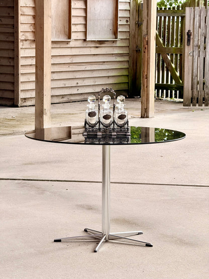 Exceptional Antique Silver-Plated Tantalus Decanter Set with Cut Crystal Bottles | Victorian English Barware, Circa 1880