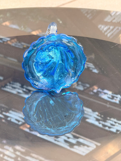 Exceptional Murano Glass Cornucopia Vase – Hand-Blown Italian Art Glass in Blue & Clear | Venetian Luxury Decor