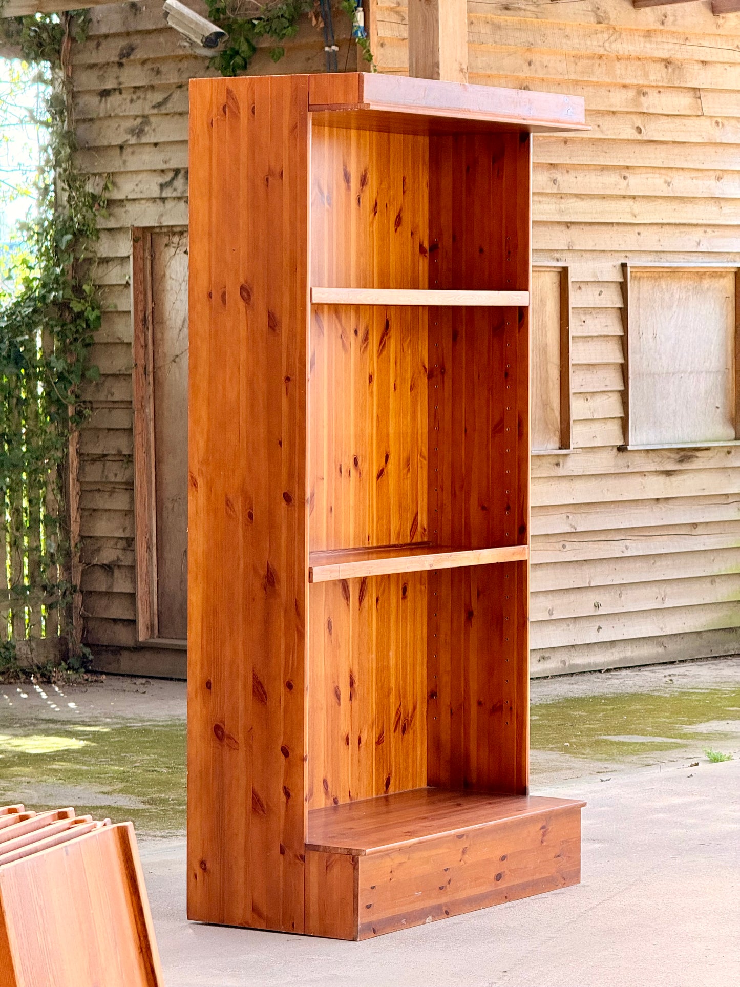 Large Solid Pine Open Bookcase H235cm × W122.5cm × D60cm Rustic Traditional Shelving Unit
