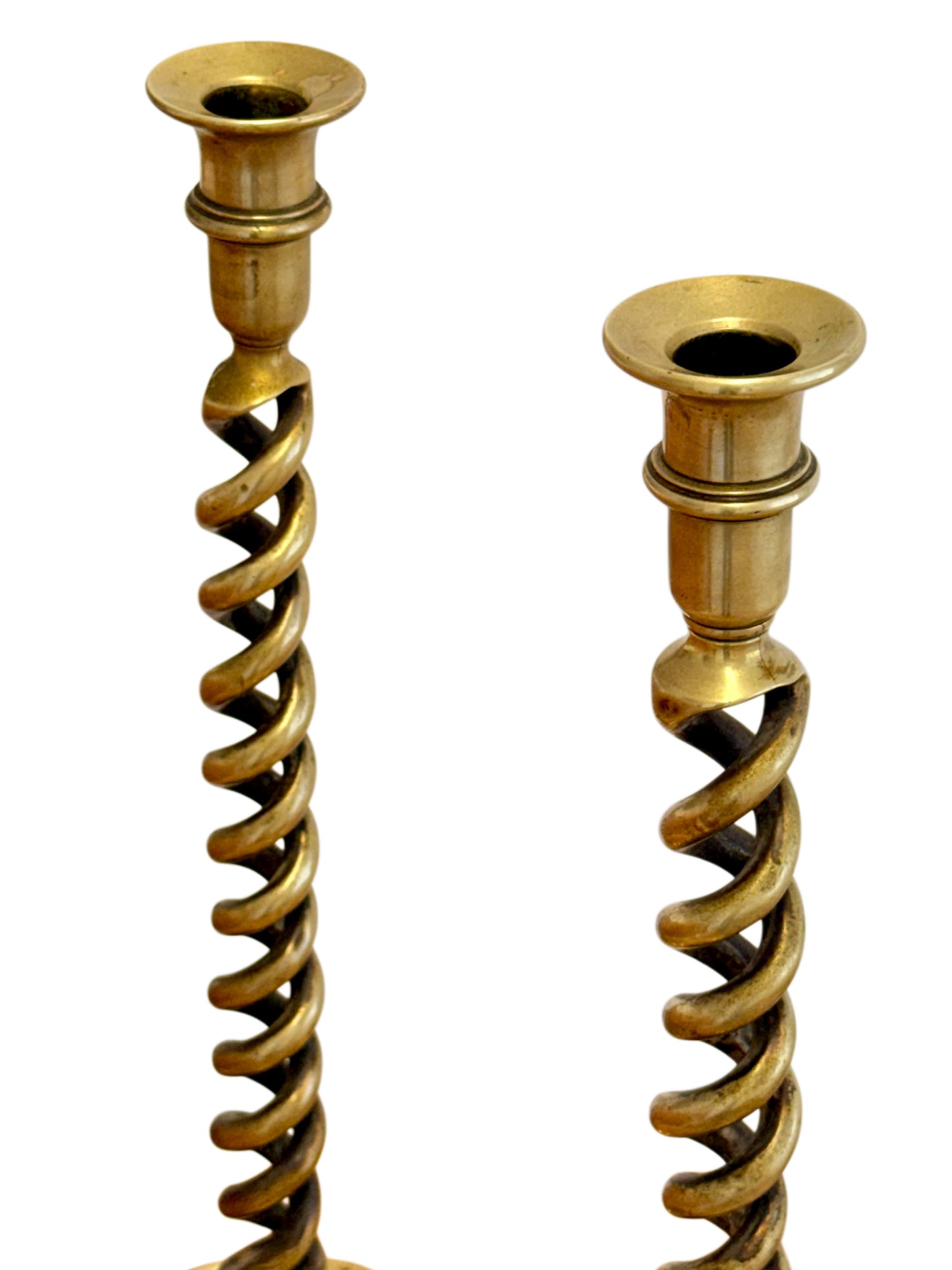 Pair Of 19th Century Victorian Barley Twist Brass Candlestick Holders
