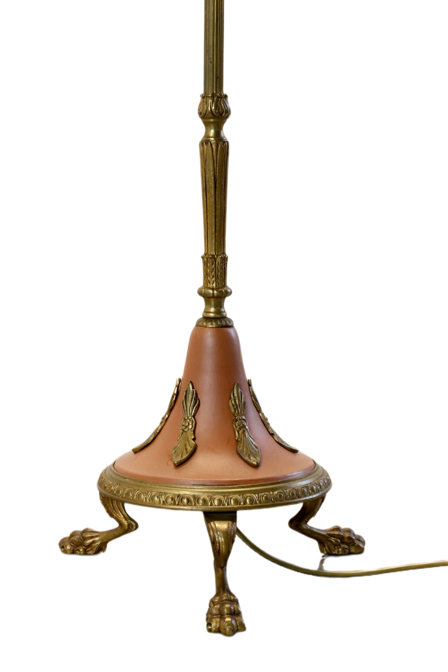 French Antique Painted Brass Standard Floor Lamp