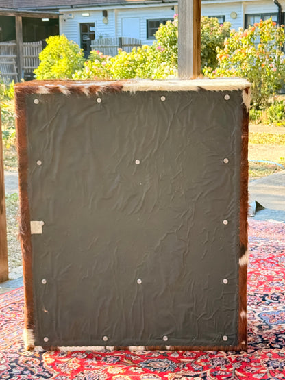 Large Tricolour Cowhide Cocktail Ottoman Coffee Table 120cm