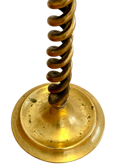 Pair Of 19th Century Victorian Barley Twist Brass Candlestick Holders