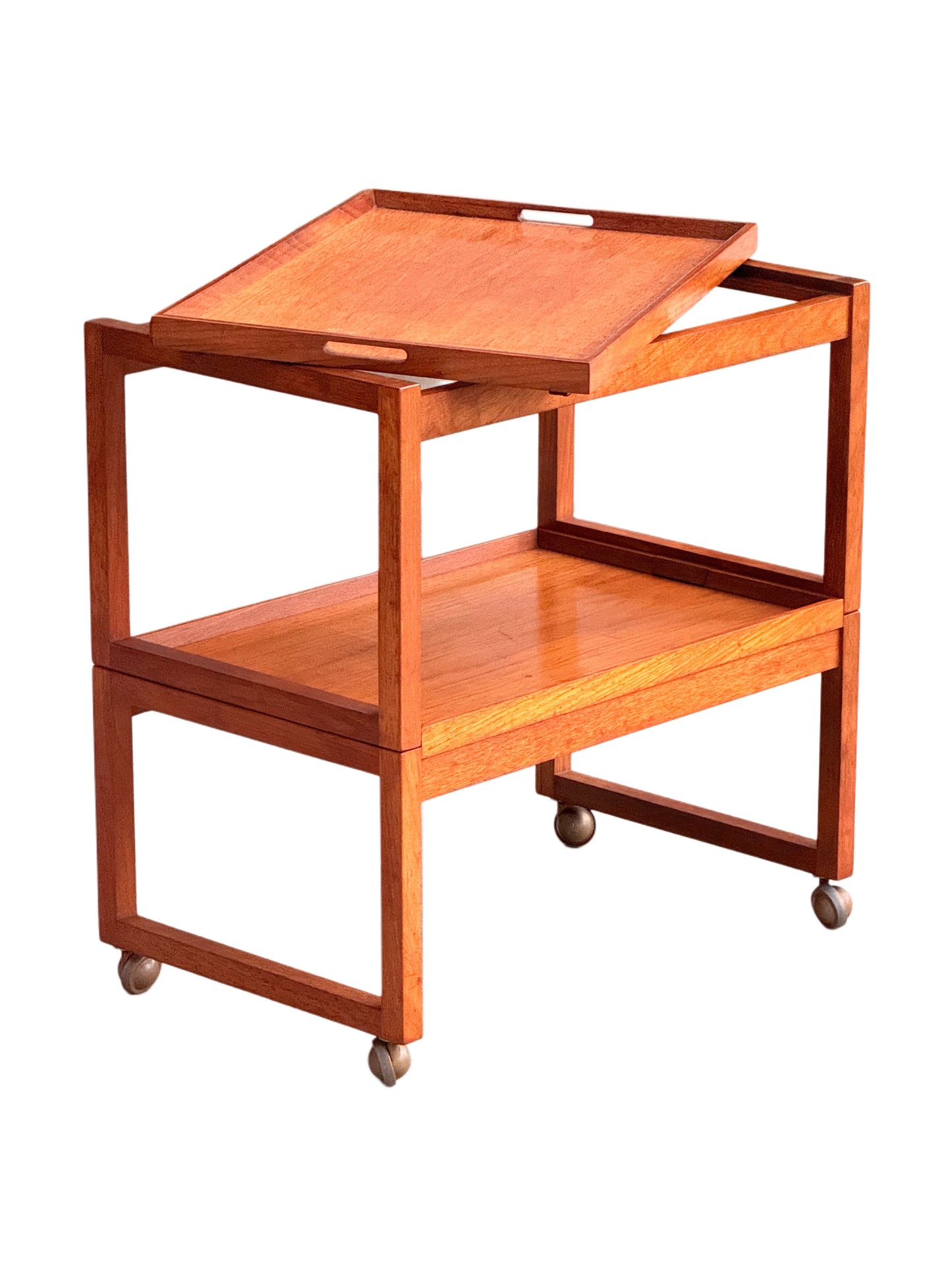 Vintage 1960s White & Newton Metamorphic Teak Serving Trolley - Modular Midcentury Modern British Design Bar Cart with Detachable Tray