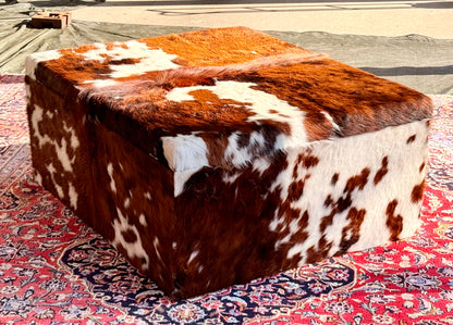 Large Tricolour Cowhide Cocktail Ottoman Coffee Table 120cm