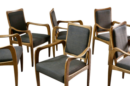 Set of 4 Mid Century Modern Danish Design Sculpted Oak Armchairs