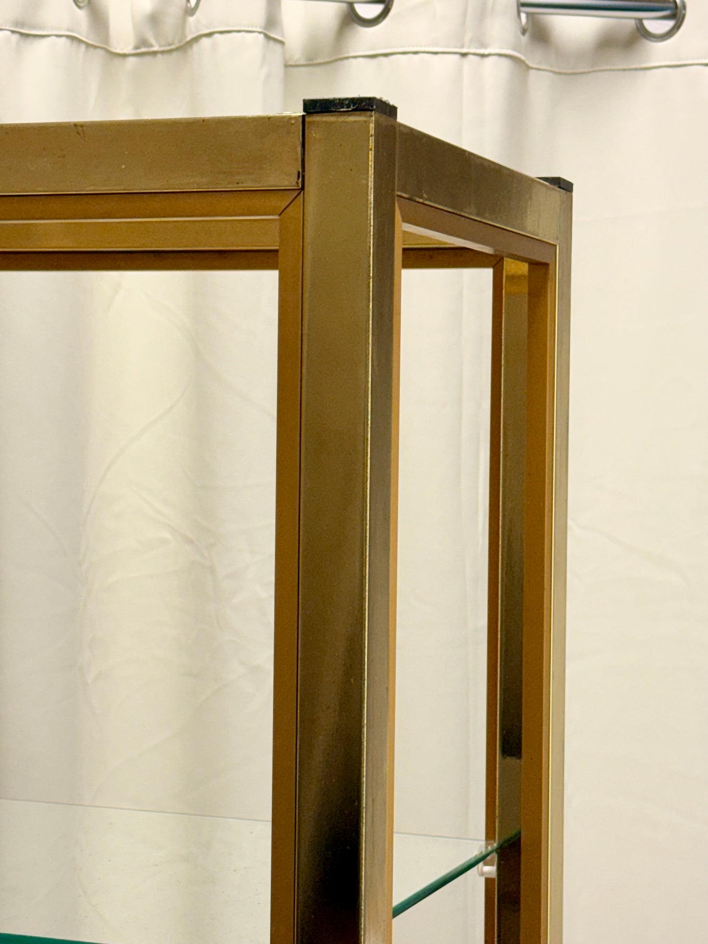 Italian Mid-Century Gilt Brass Etagere by Renato Zevi - Vintage Glass Shelves 202cm