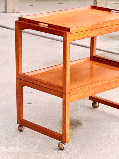 Vintage 1960s White & Newton Metamorphic Teak Serving Trolley - Modular Midcentury Modern British Design Bar Cart with Detachable Tray