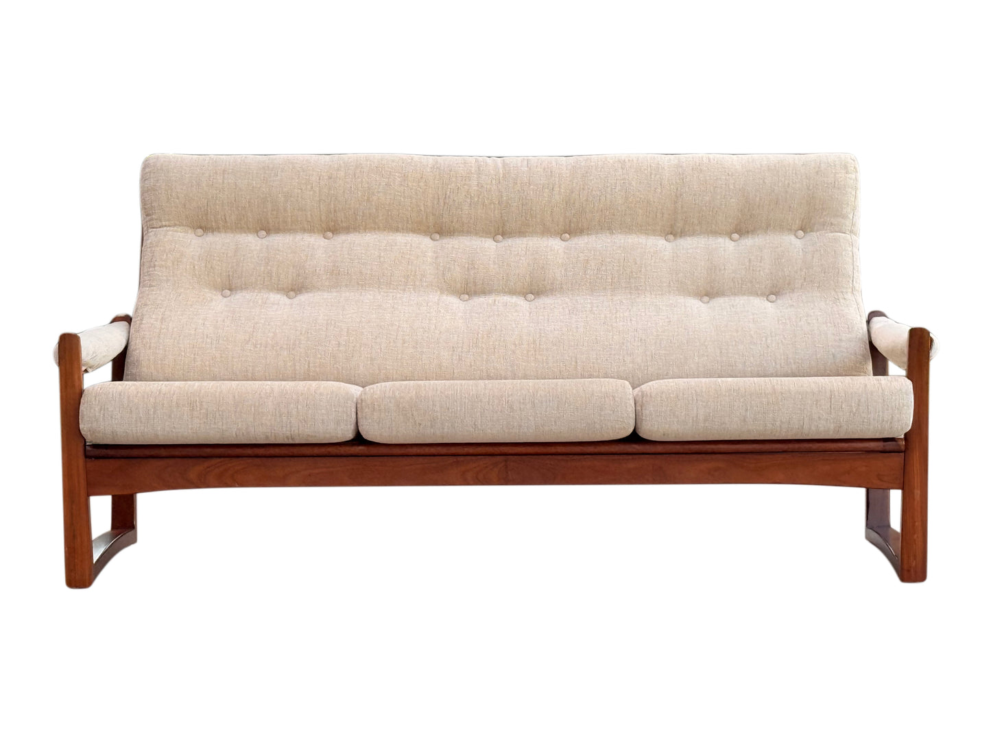 Guy Rogers Virginia 3 Seater Sofa - Afromosia Teak Beige - Mid Century Modern