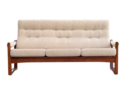 Guy Rogers Virginia 3 Seater Sofa - Afromosia Teak Beige - Mid Century Modern