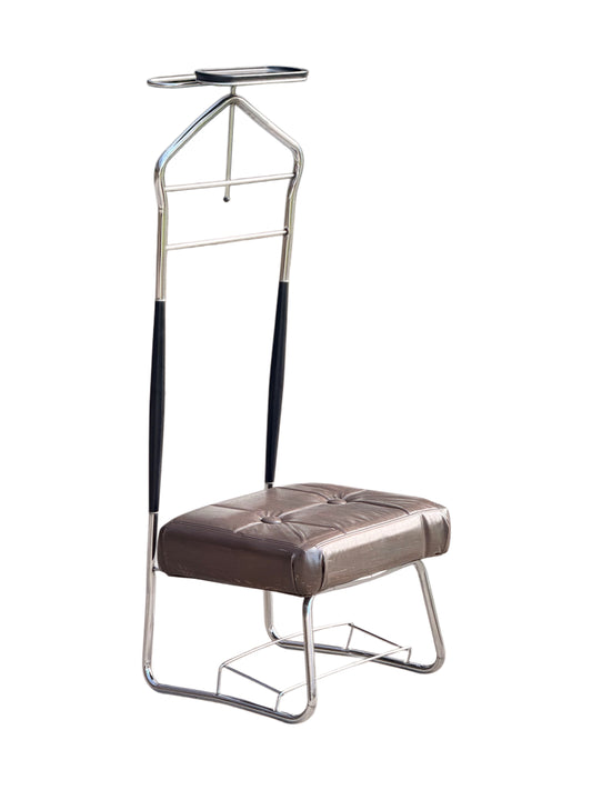Mid-Century Chrome Valet Chair - 1950s Gentleman’s Suit Hanger 122cm
