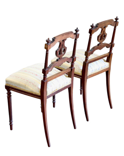 Pair, Antique Mahogany Lyre Back Side Chairs