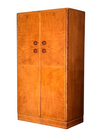 Art Deco Compactum Wardrobe, Walnut With Fitted Integral Interior