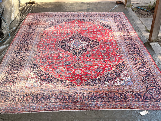 Large Persian Kashan Rug 410 x 292cm Hand Knotted Wool Carpet
