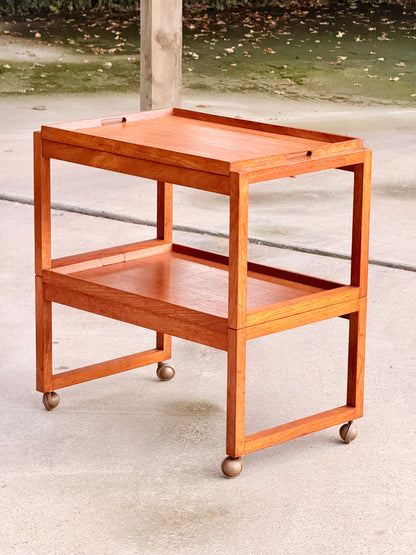 Vintage 1960s White & Newton Metamorphic Teak Serving Trolley - Modular Midcentury Modern British Design Bar Cart with Detachable Tray
