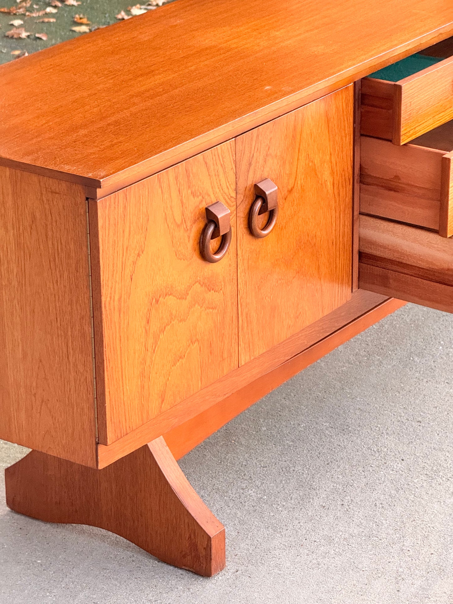 Beautility Teak Sideboard, Mid-Century Masterpiece with Sculptural Trestle Base, 1960s British Craftsmanship