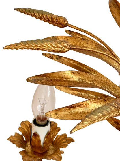 Gilt Metal Wheat Sheaf Chandelier 1960s Design