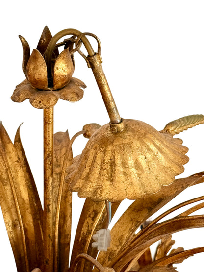Gilt Metal Wheat Sheaf Chandelier 1960s Design
