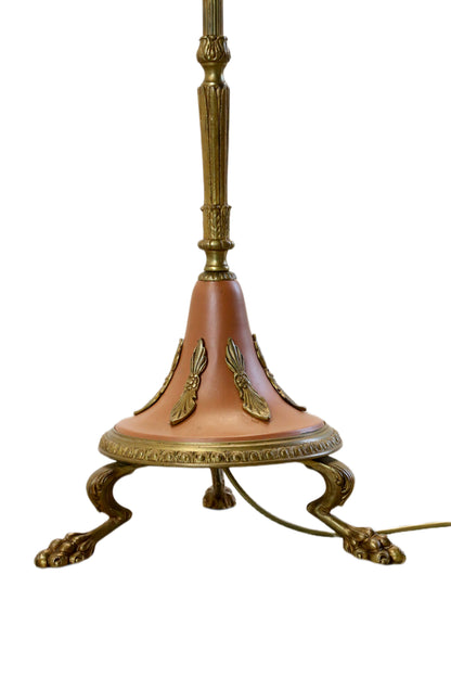 French Antique Painted Brass Standard Floor Lamp