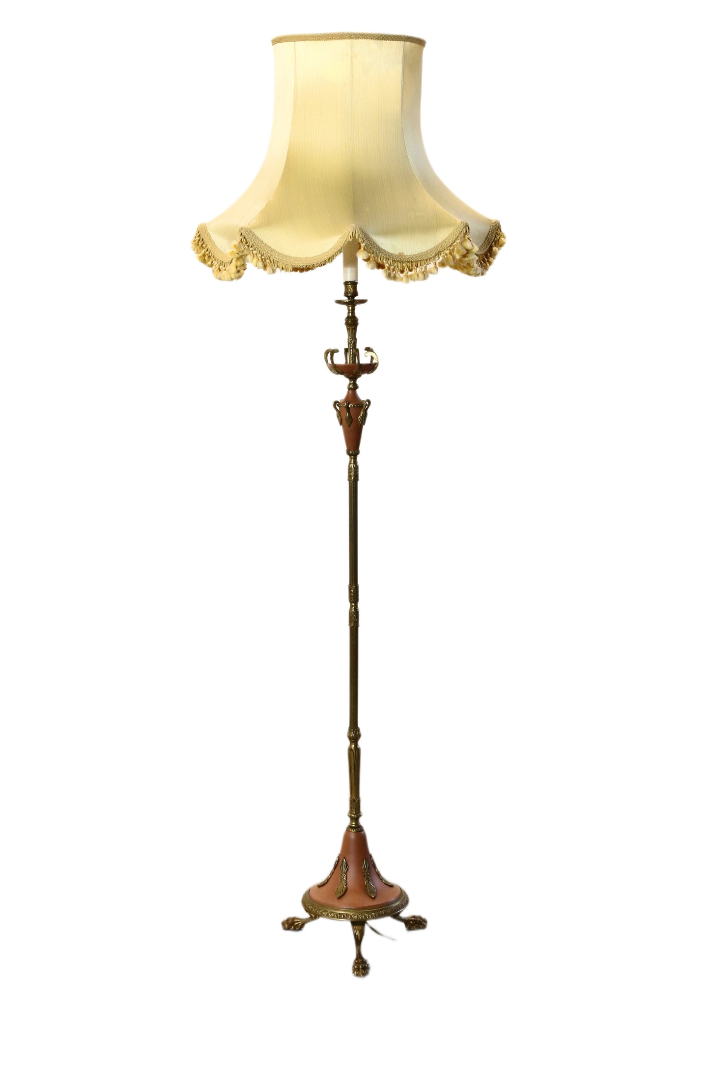 French Antique Painted Brass Standard Floor Lamp