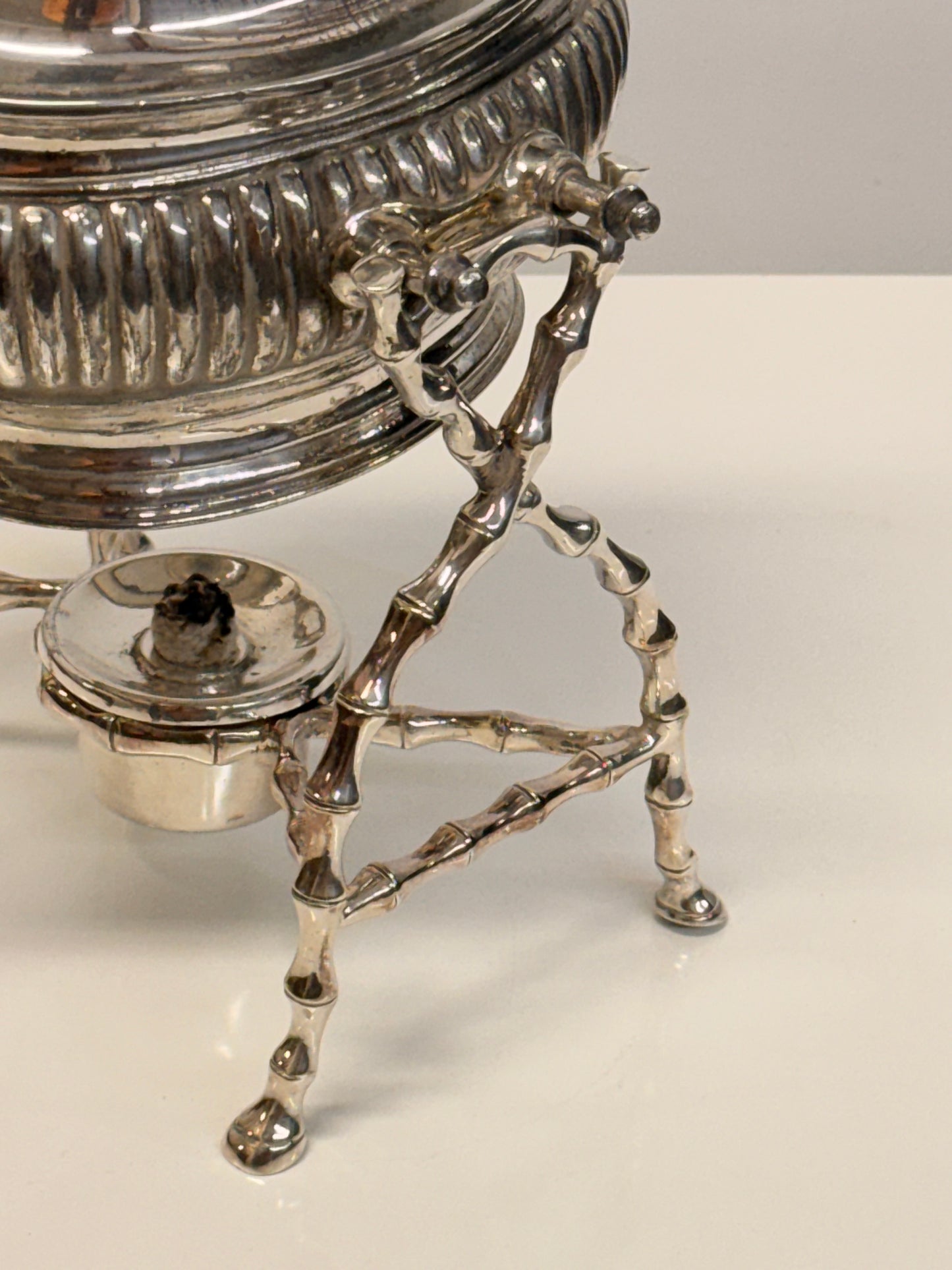 James Dixon & Sons Victorian Silver Plated Spirit Kettle on Stand with Burner