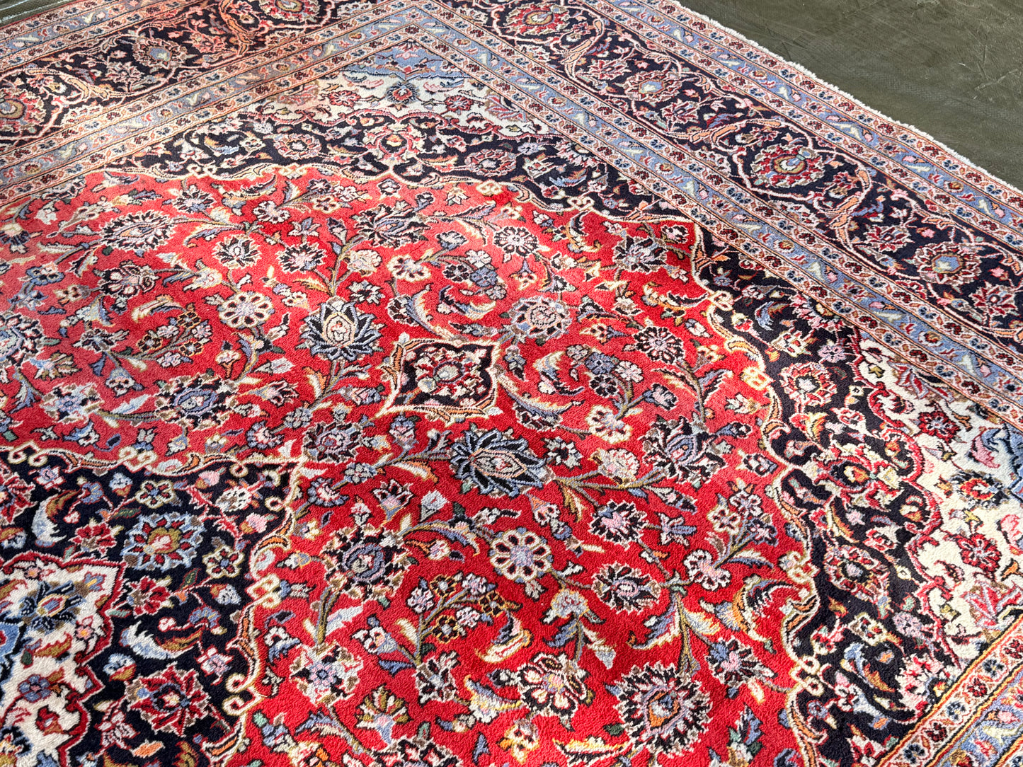 Large Persian Kashan Rug 410 x 292cm Hand Knotted Wool Carpet