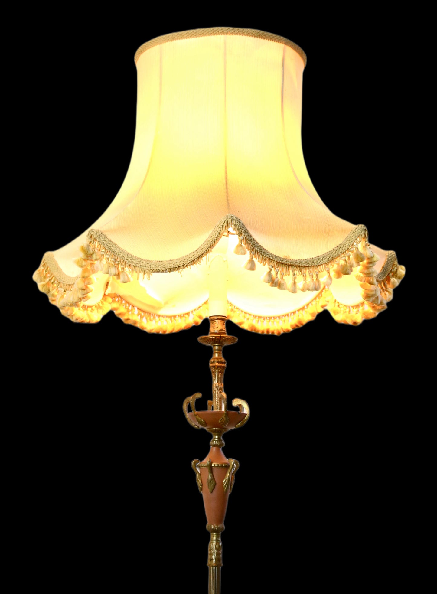 French Antique Painted Brass Standard Floor Lamp