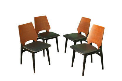 Mid Century Modern Teak Drop Leaf Extending Dining Table & Chairs
