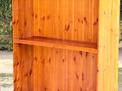 Large Solid Pine Open Bookcase H235cm × W122.5cm × D60cm Rustic Traditional Shelving Unit