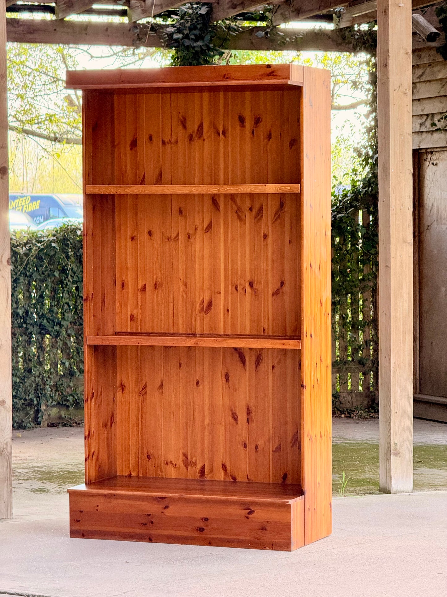 Large Solid Pine Open Bookcase H235cm × W122.5cm × D60cm Rustic Traditional Shelving Unit