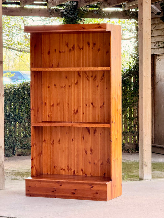 Large Solid Pine Open Bookcase H235cm × W122.5cm × D60cm Rustic Traditional Shelving Unit