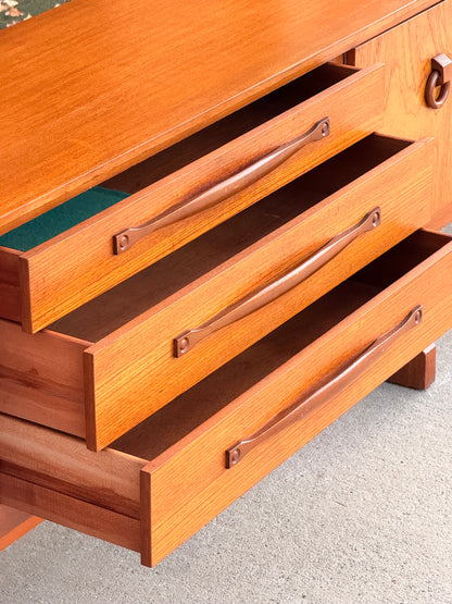 Beautility Teak Sideboard, Mid-Century Masterpiece with Sculptural Trestle Base, 1960s British Craftsmanship