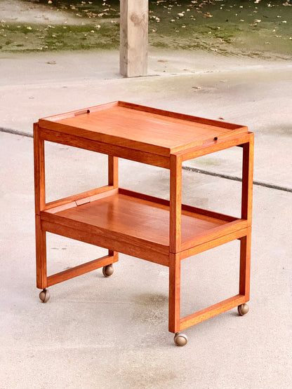 Vintage 1960s White & Newton Metamorphic Teak Serving Trolley - Modular Midcentury Modern British Design Bar Cart with Detachable Tray